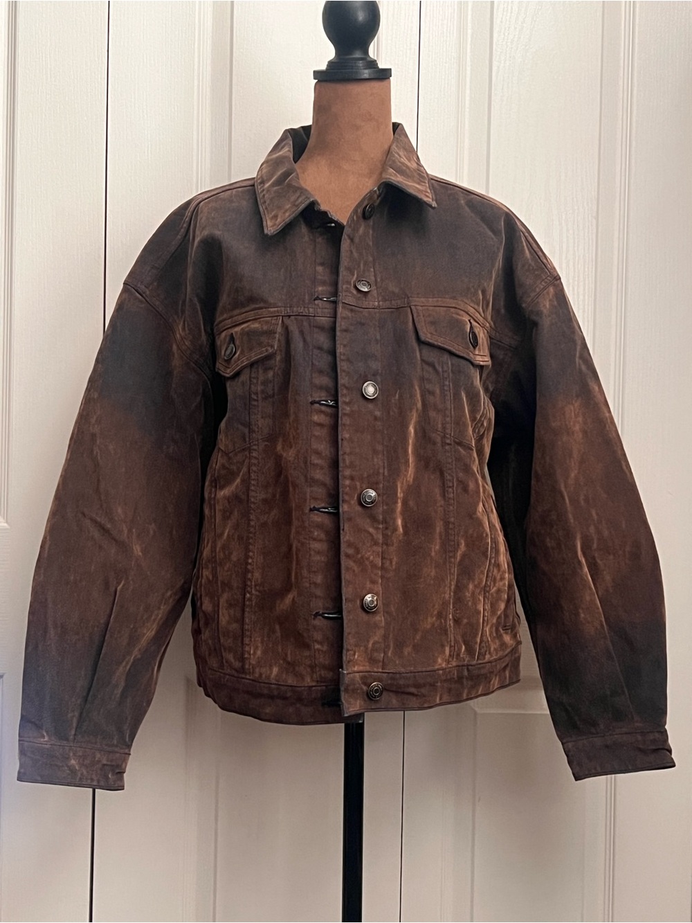 wild fable Distressed Brown Denim Trucker Jacket NWOT